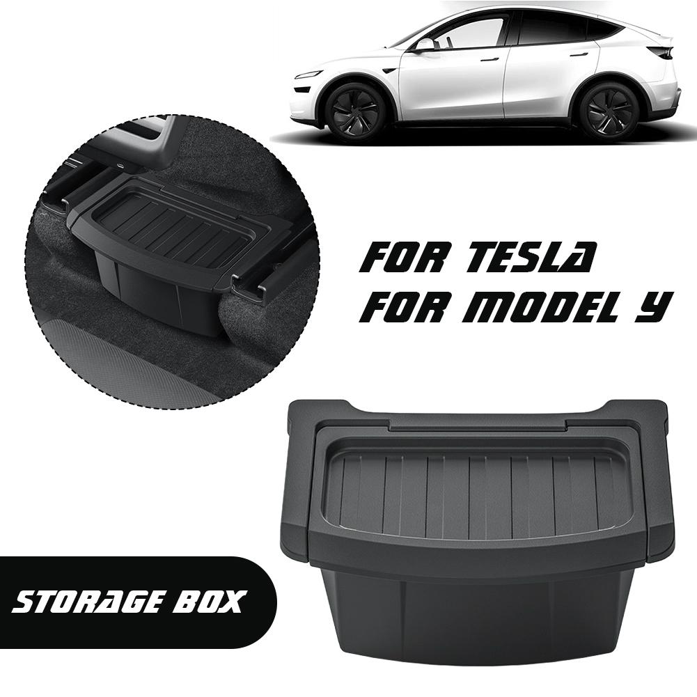 For Tesla Model Y Juniper / Launch 2025 Rear Seat Storage Can Accessories Seats Tray TPE Car Organizer Storage Trash Under B3K0
