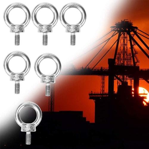 Samcos M6 Eyebolts, M6 Female Thread, for Hanging, Fixing, and Reinforcement, Stainless Steel, Earthquake-Proof, Furniture, and Woodworking (12mm/Pack