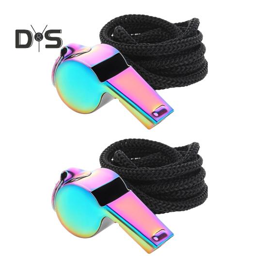 

1 шт/2 шт спортивный свисток свисток из нержавеющей стали с шнурком громкий четкий звук свисток для тренеров судей официальный 2pcs