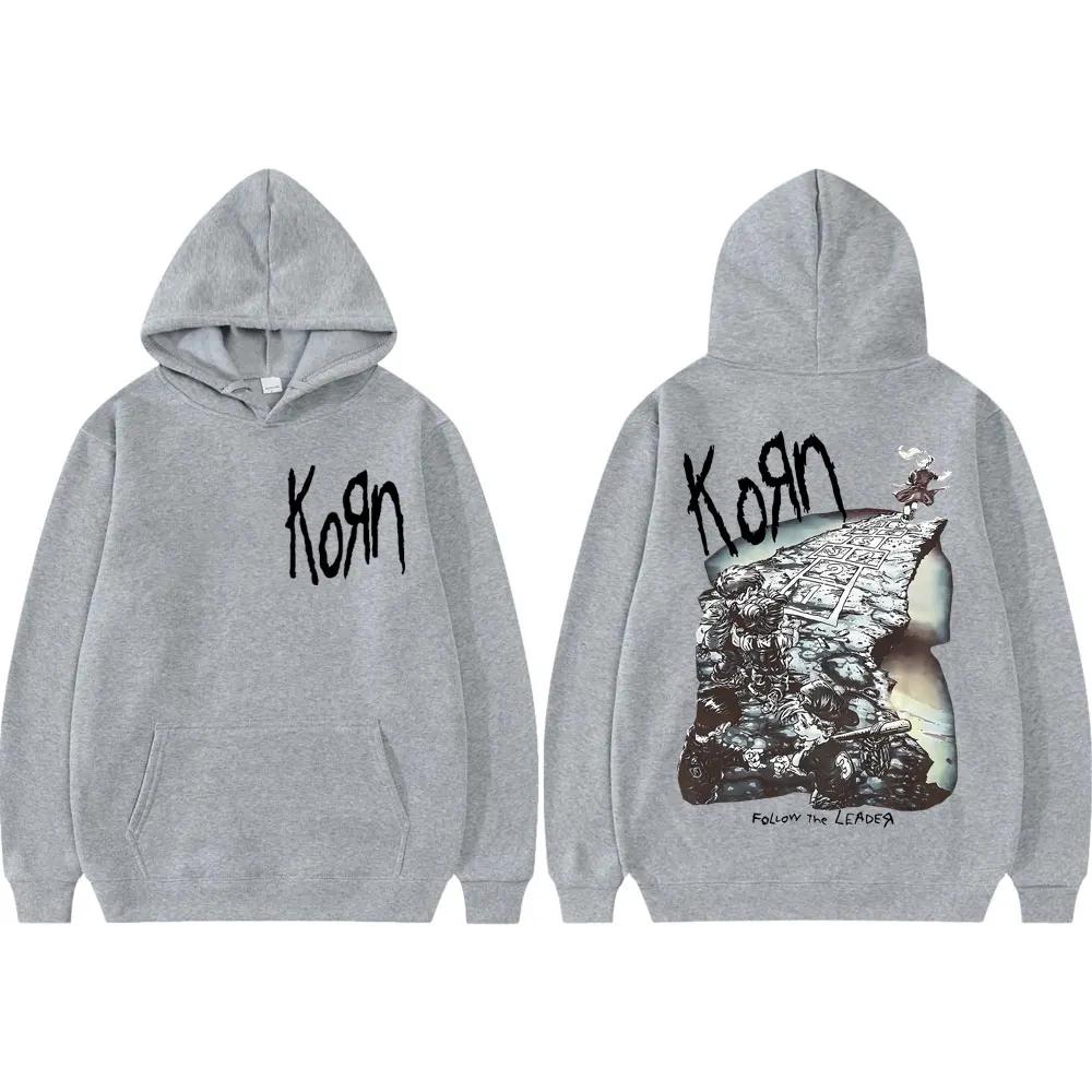 Rock Band Korn Ftl 25 Follow The Leader Merch Hoodies Fashion Vintage Hooded Sweatshirts Men Women Casual Oversized Pullovers
