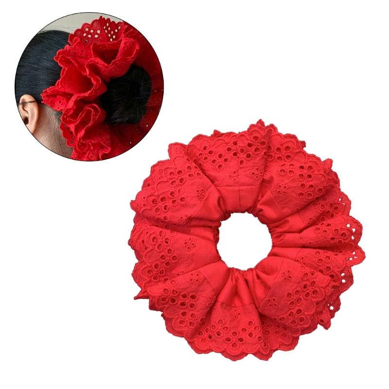 French Lace Hair Scrunchies Largesized Hair Buns Scrunchy Elegant Ponytail Holder