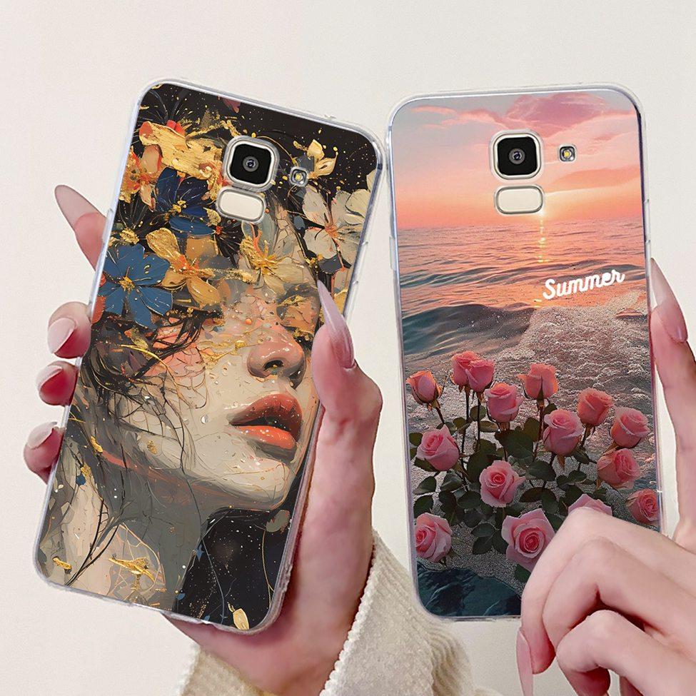 Clear For Samsung J6 2018 Case SM-J600F Cute Fashion Funny Painted Back Cover For Samsung Galaxy J6 2018 Phone Case J600G J600FN