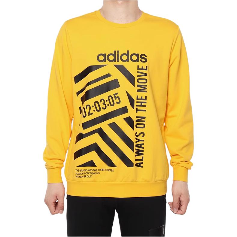 Adidas Sweatshirts Men s Yellow Crew Neck Moderate Other DW8183- M