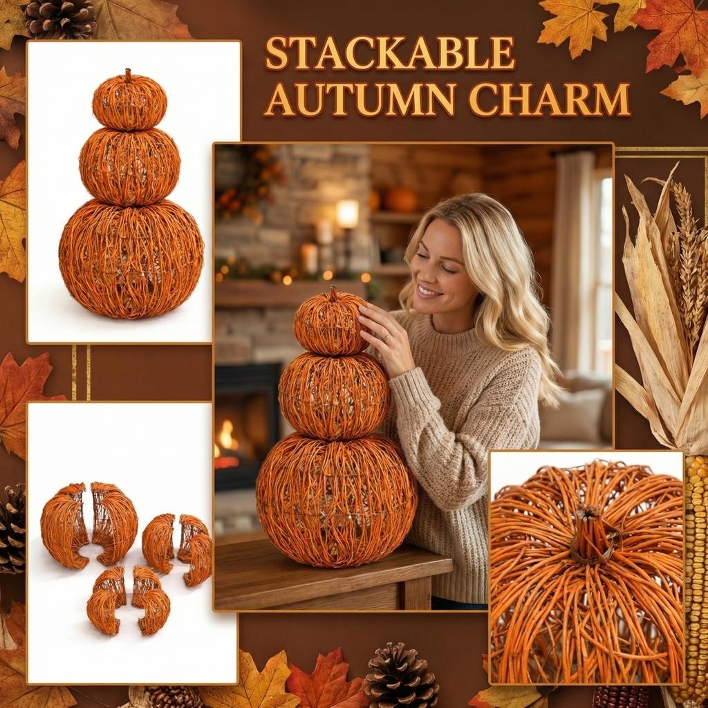 Pumpkin Decorative Ornaments – 3-Piece Set (Detachable; Assembly Required)