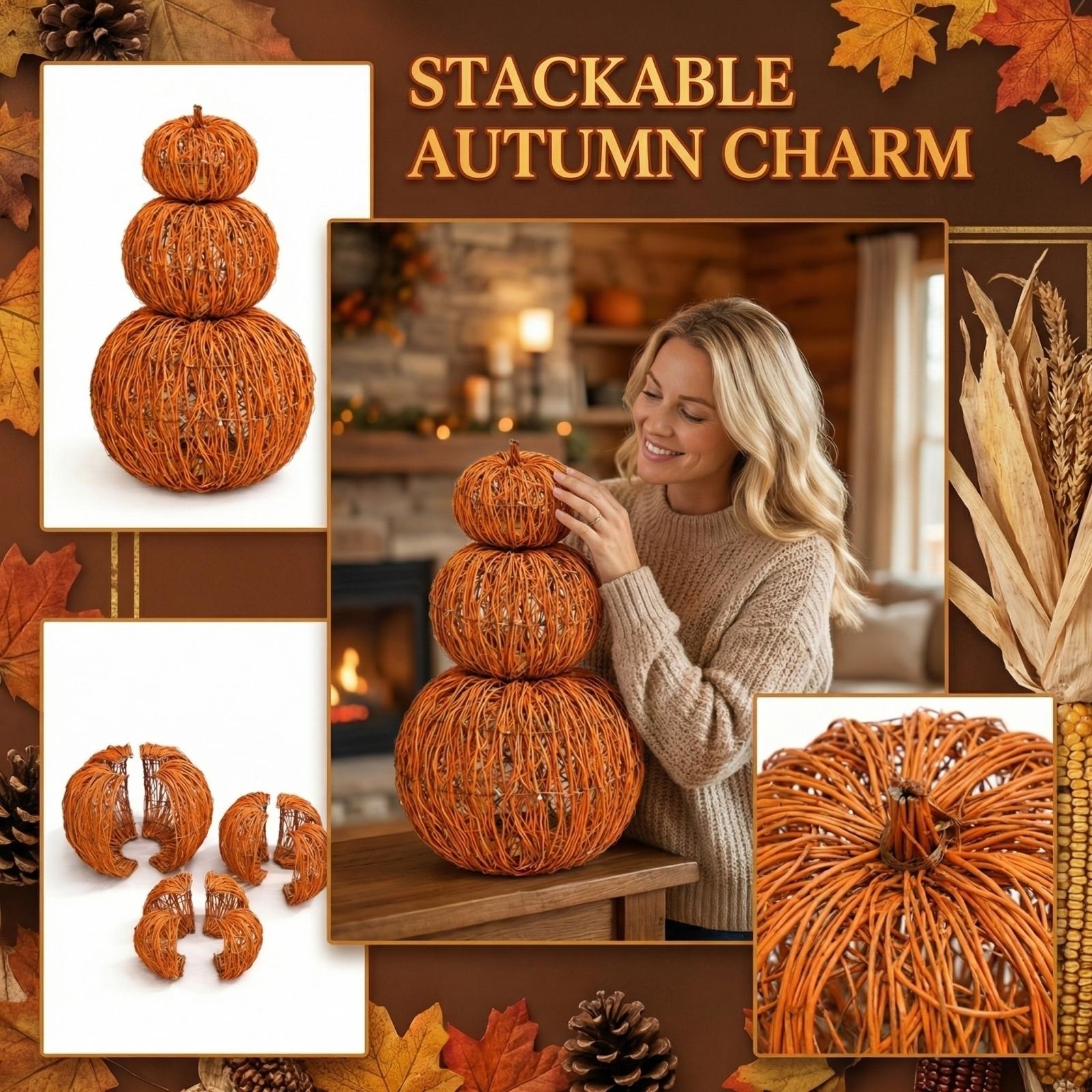 

Pumpkin Decorative Ornaments – 3-Piece Set (Detachable; Assembly Required) One Size