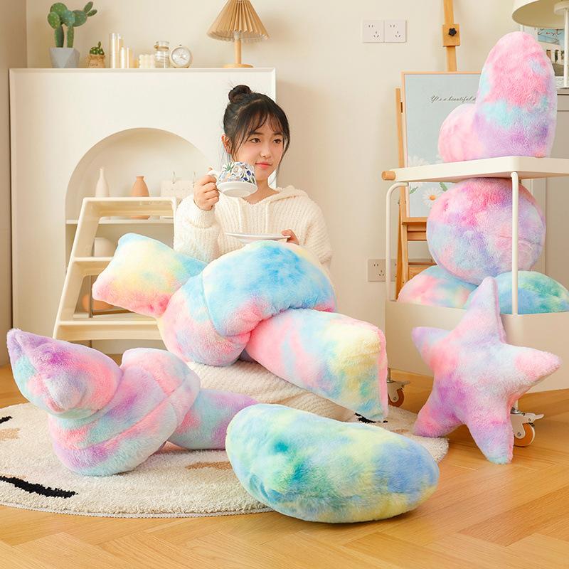 Cartoon Colorful Love Pentagram Throw Pillow Plush Toy Ball Doll Home Sofa Pillow Cushion Rag Doll