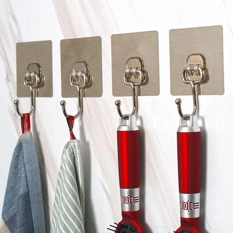 Non-drilling Strong Large Hook Adhesive Hook Stainless Steel Hook Adhesive Hook for Bathroom and Kitchen