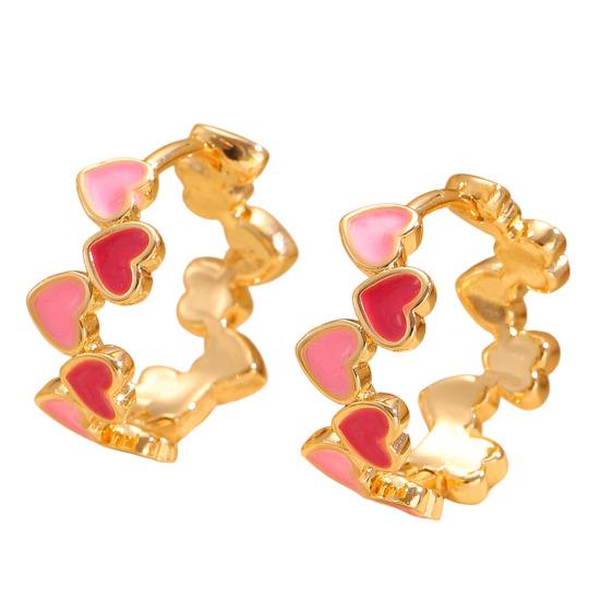 Oil Dripping Love Heart Earrings Hypoallergenic Golden Hollow Heart Hoop Earrings Lightweight Women Girls Earrings Fashion Jewelry