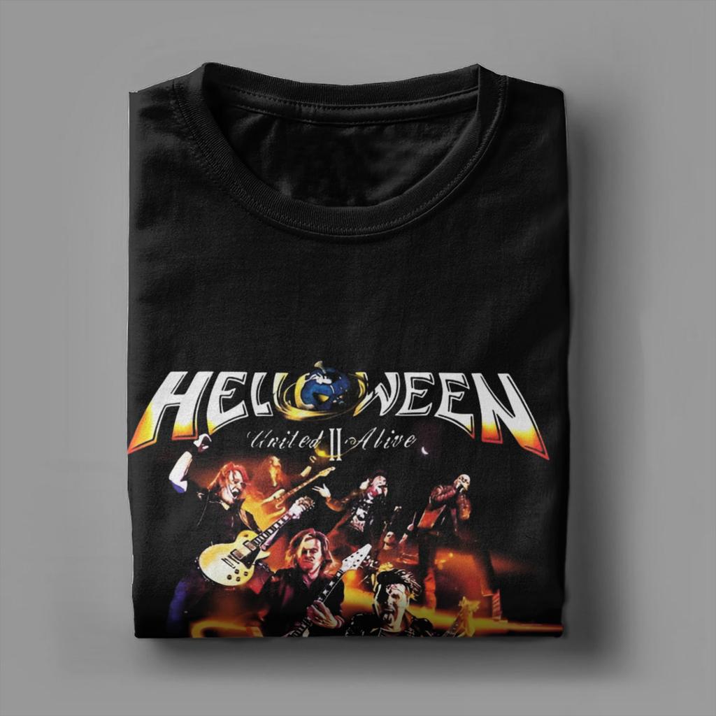 Novelty Heavy Metal Helloween Band T-Shirt Men Crew Neck Cotton T Shirt German Power Rock Short Sleeve Tees Unique Merchandise