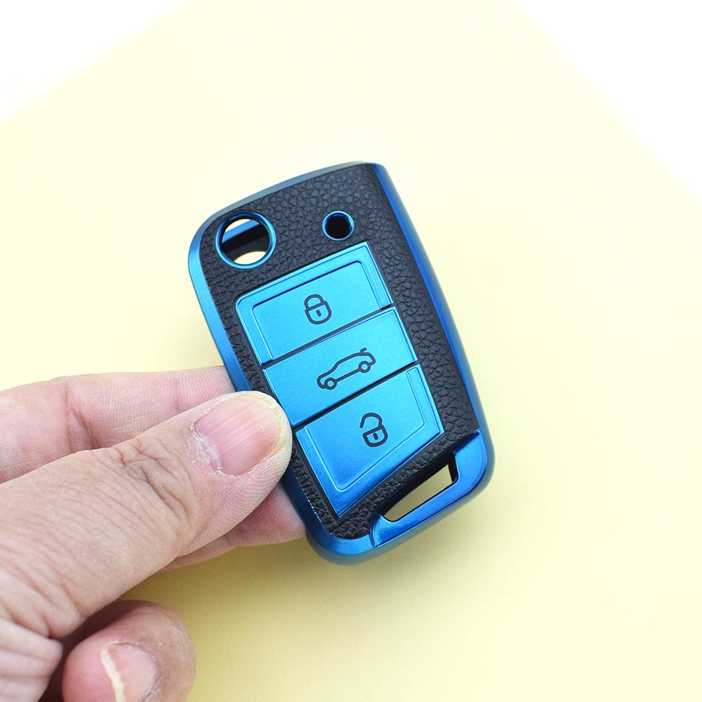 Keychain Leather Tpu Car Key Case Cover For Skoda Octavia Kodiaq Karoq For Seat Ateca For Volkswagen Vw Polo Golf7 Mk7 Tiguan