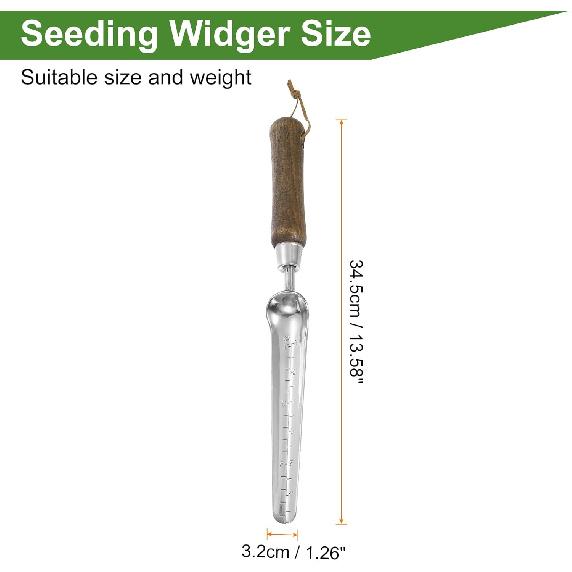 HARFINGTON Seeding Widger 13.6 x 1.26 Stainless Steel Garden Hand Shovel Seed Trowel with Wooden Handle Long & Narrow for Planting Weeding Digging