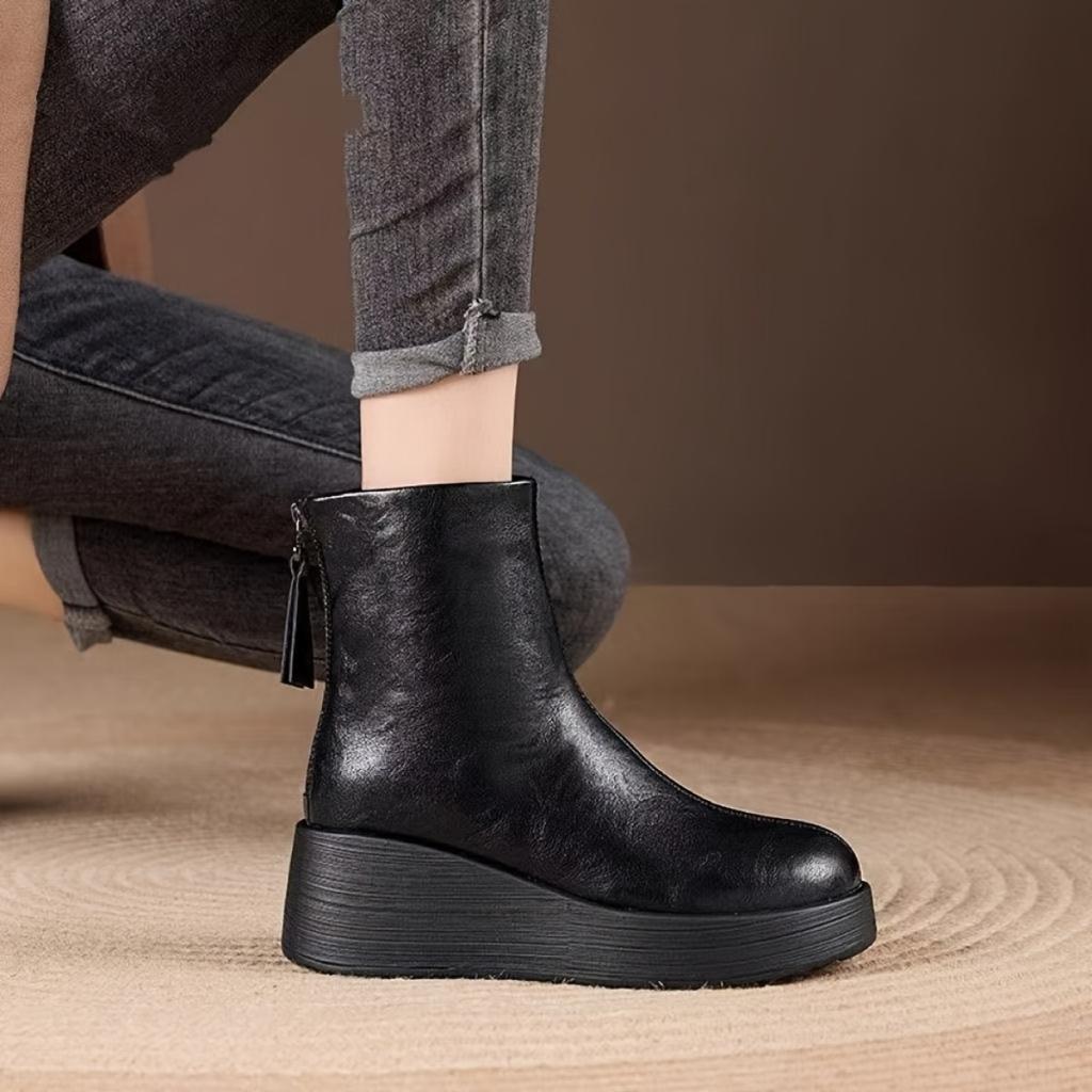 Elegant Women's Shoes, Elegant Ladies' Shoes, Fashionable and Versatile Women's Soft and Comfortable Boots,round Toe Thick Soled High Rise Short Boots