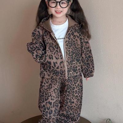 Costumes pour filles Automne Bébé Fille Veste Imprimé Léopard Enfants
