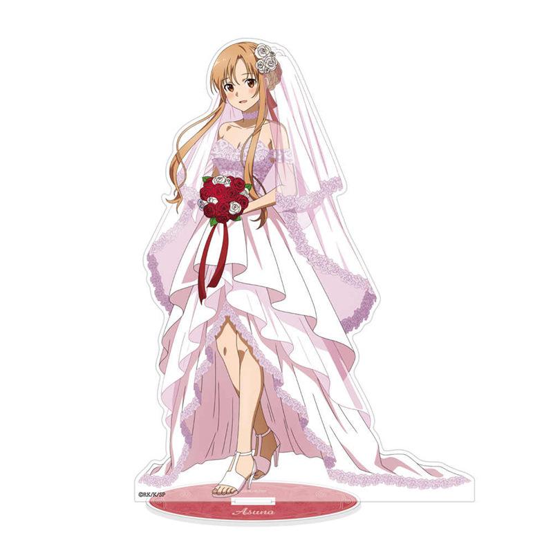 Sword Art Online Japanese Anime Peripherals Wedding Dress Version Acrylic Stand Collectible Desk Ornament Creative Gift Girl Toy