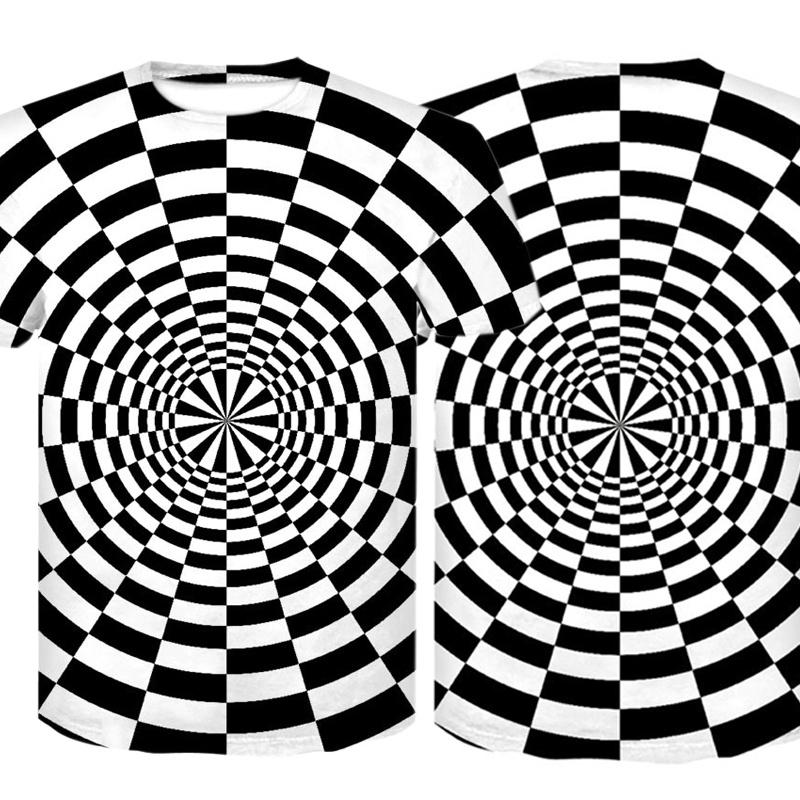 Men's 3d Digital Printed Checks T-shirts Summer Fashion Short Sleeve Tops For Effortless Style