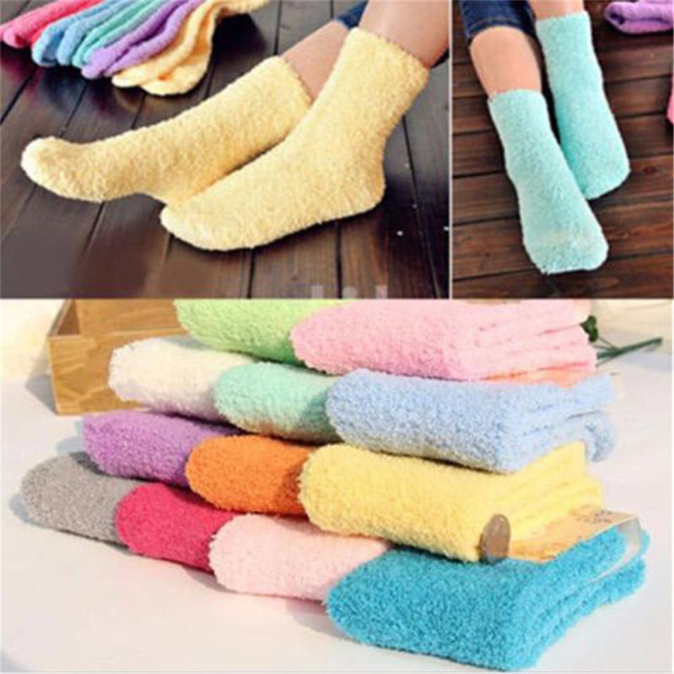 5 Pairs Women's Thermal Short Socks Set for Girls Coral Fleece Fluffy Sleep Ankle Sox Boots Indoor Thicken Floor Socken Damen