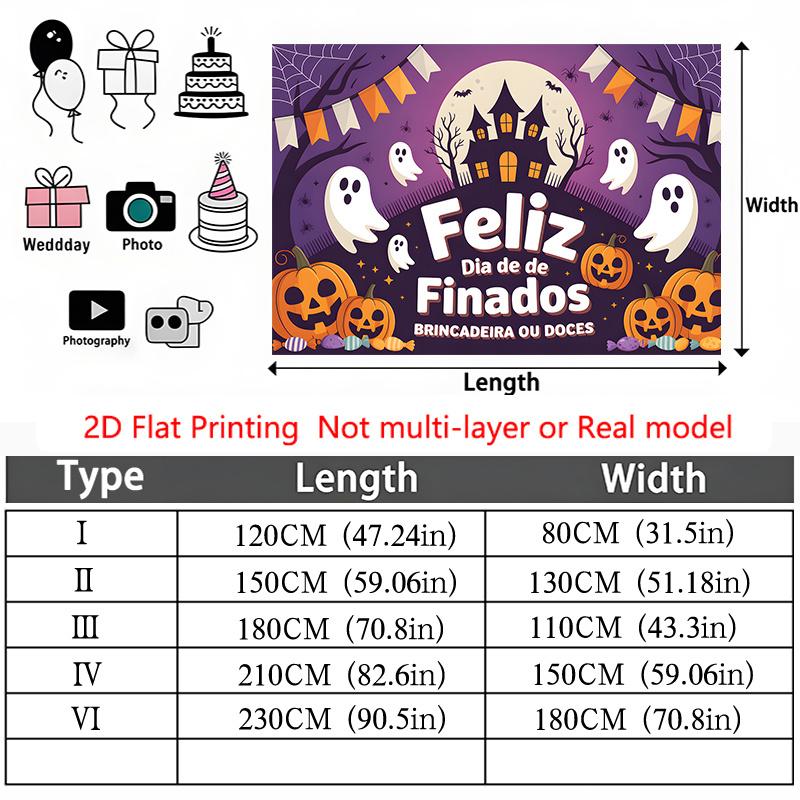 Party Backdrop Halloween Flat Haunted House Scary Ghosts Pumpkins Photo Background Decor Party Decor