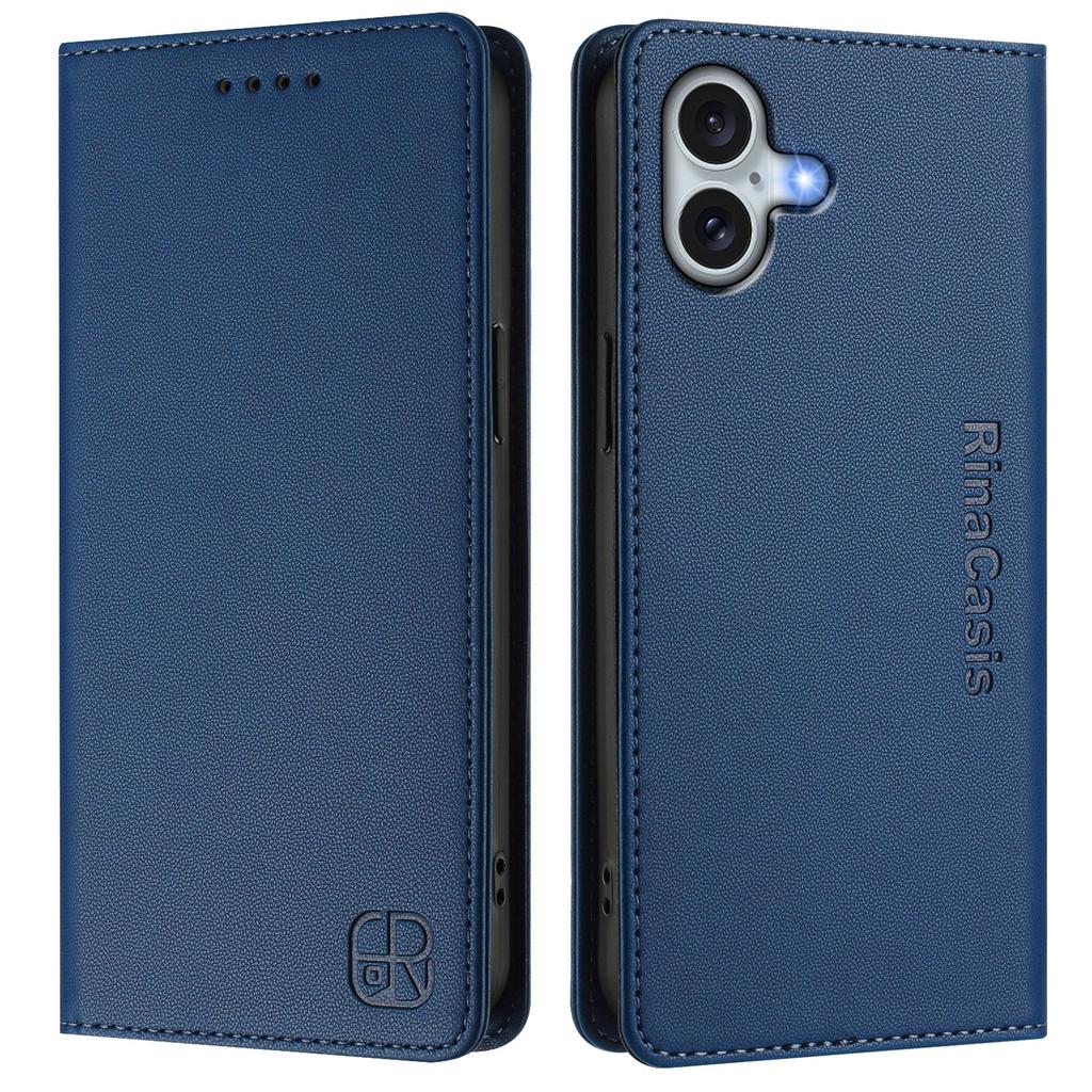 For iPhone 16 Plus Leather Case RINACASIS RC01 Phone Cover with RFID Blocking Wallet Stand