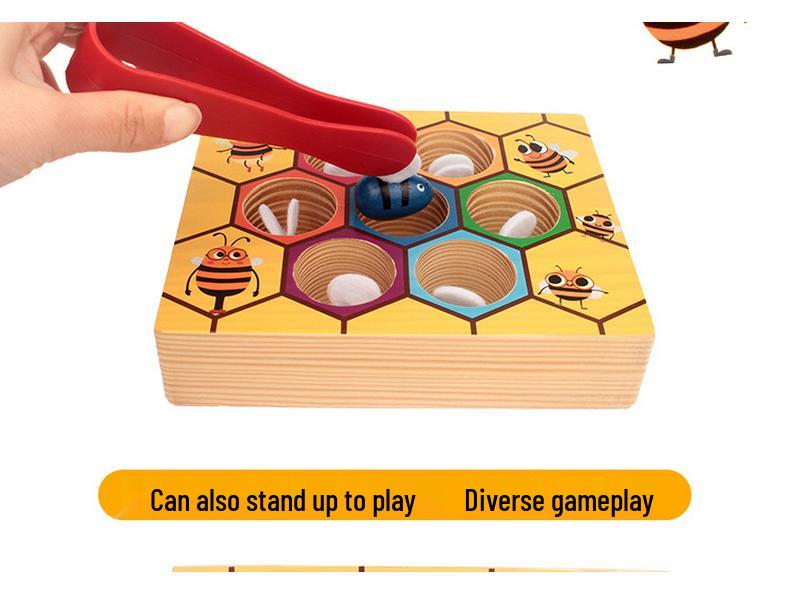 Montessori Wooden Worm Catching Game: Educational Role Play & Color Recognition Toy for Kindergarten