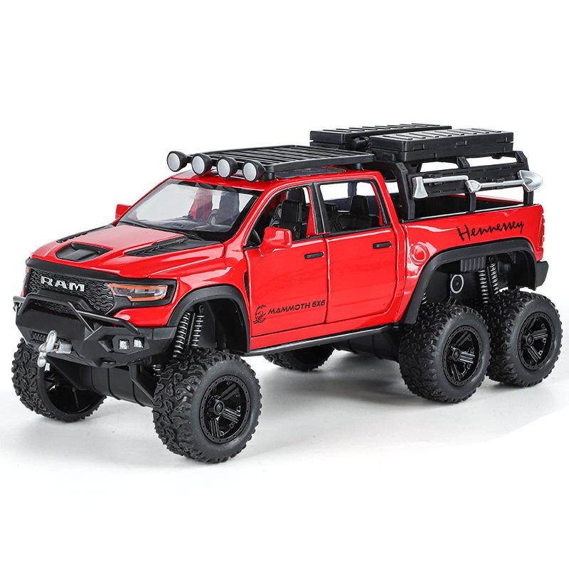 Boxed 1/32 Dodge Tyrannosaurus Rex 6X6 Pickup Truck Model, Alloy Die Cast Children's Off-Road Vehicle Toy Boy Gift