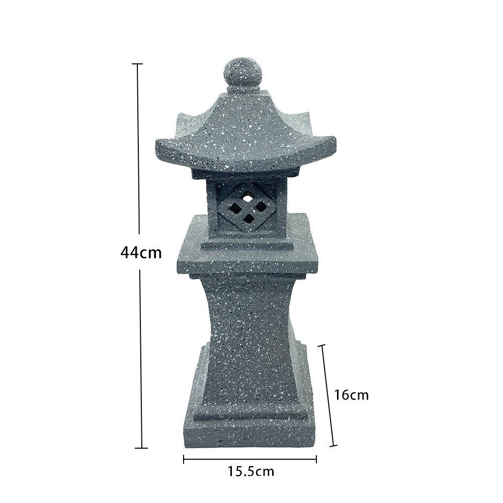 Zen Solar Stone Pagoda Lantern - Outdoor Resin Ornament for Garden and Courtyard Decor