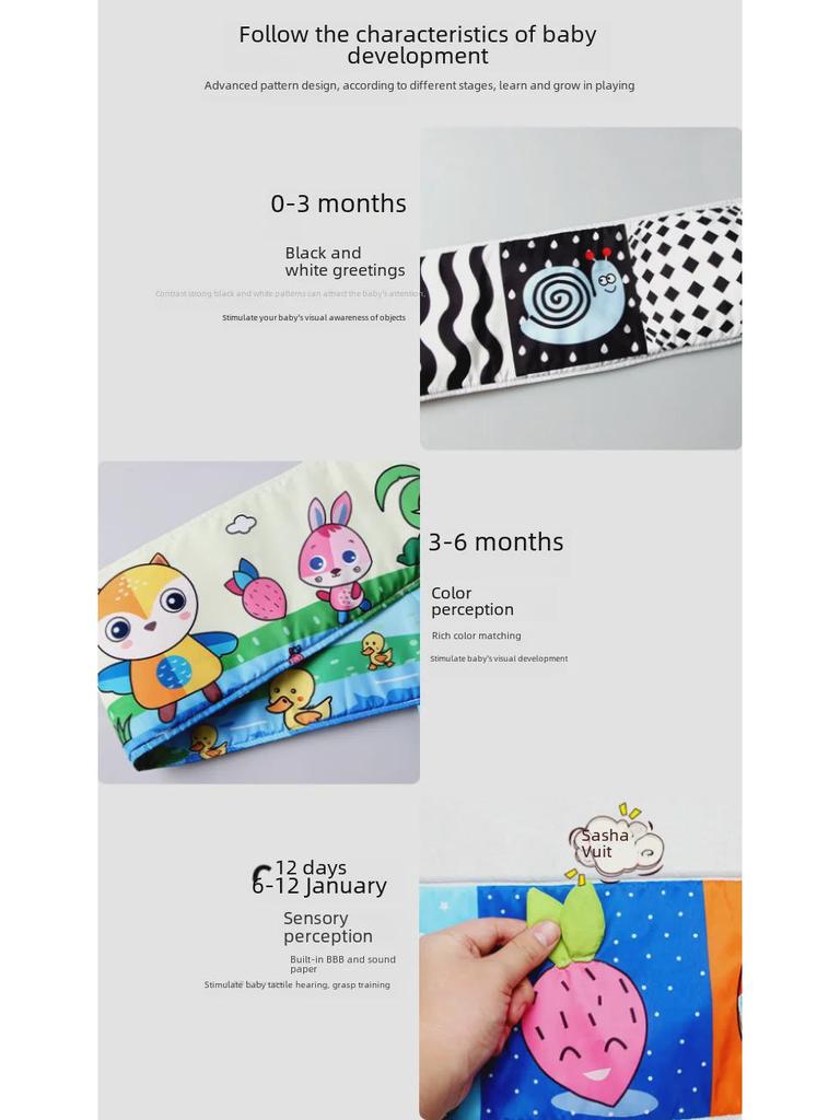 Aipinqi Double-Sided Rabbit Visual Stimulation Bed Cloth Book for Early Education