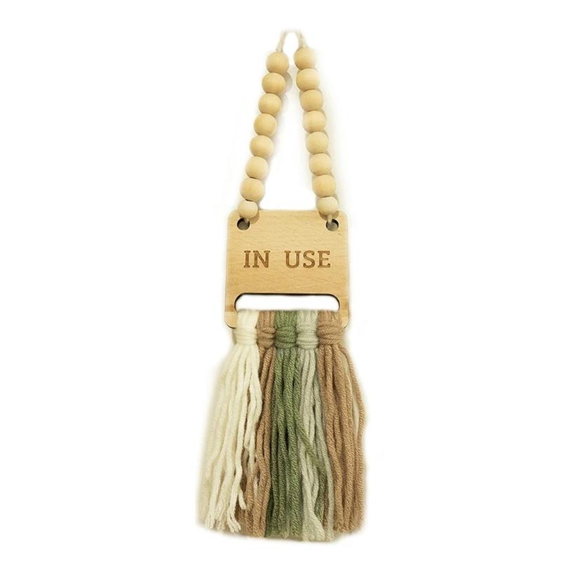 Wood Door Sign With Cotton Tassels Fringed Occupancy Indicator Sign For Home Office Conference Room Bathroom Restroom