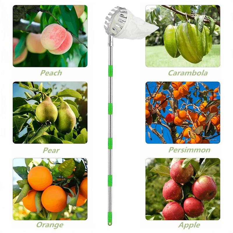 Raccoglitore di Frutta con Palo Telescopico Raccoglitore di Frutta in Metallo Giardinaggio Frutteto Strumenti per la Raccolta di Mele e Pesche Raccoglitore di Frutta da Giardino Raccolta