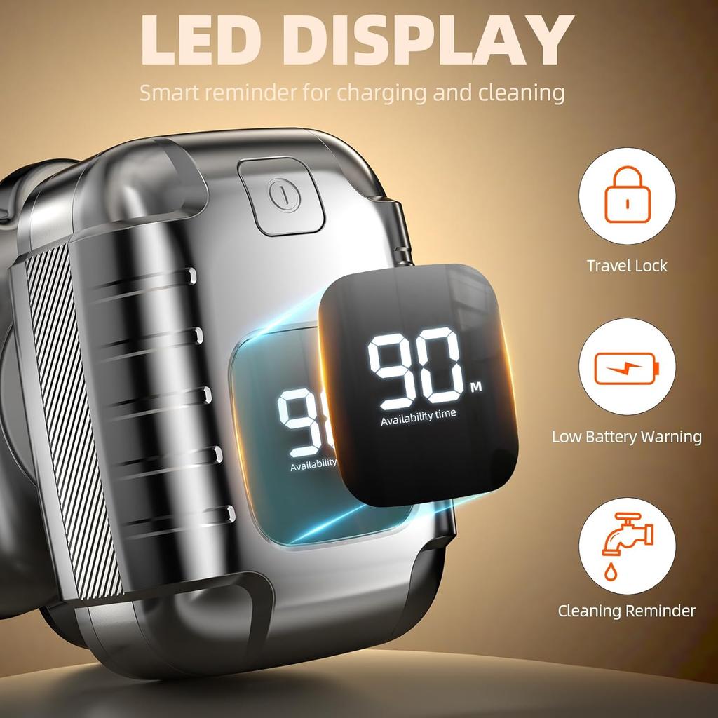 Afeitadoras de Cabeza 9D para Hombres Calvos, Afeitadora de Cabeza Desmontable 5 en 1 con Pantalla LED, Afeitadoras Eléctricas Recargables IPX7 Impermeables para Kit de Aseo para Hombres