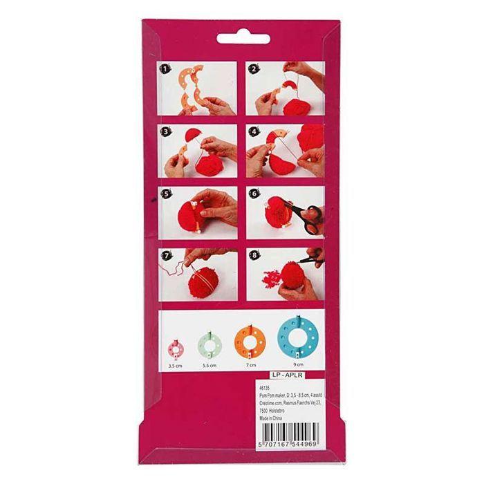 Pompom Template Set - CREOTIME - Ref 46135 - 4 Different Sizes - Practical - Instructions Included