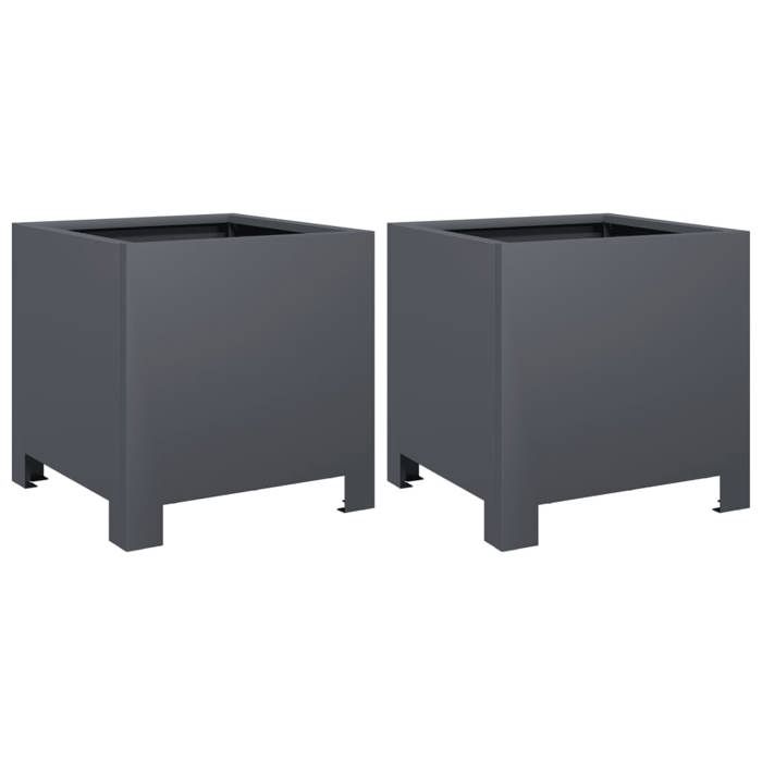 VidaXL Planters 2 Pcs Anthracite 30x30x30 Cm Steel, Planter, Patio Planter, Flower Box, Outdoor Planter, 851190
