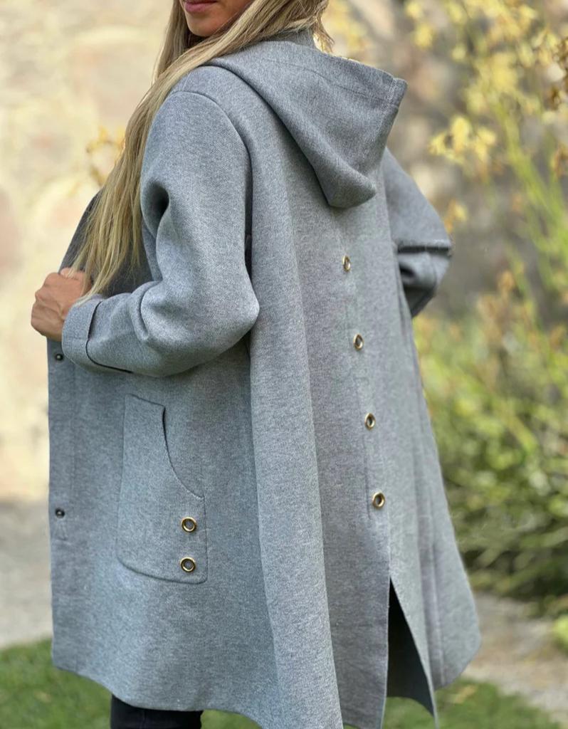 Women's Winter Hooded Coats Long Sleeve Pocket Jackets Casual Loose Button Woolen Outerwear Clothing Women