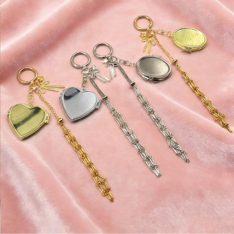 Metal Net Pocket Lipstick Bag Keyring Portable Lip Balm Keyring Holder Lipsticks Protective Cover Mirror Keyring Bag Charm Decor