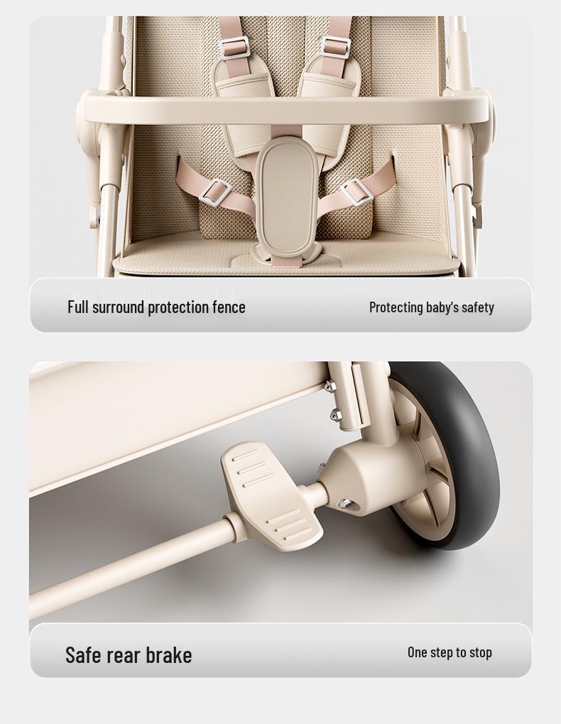 Compact Foldable Baby Stroller: Lightweight, One-Button Fold for Travel and Commuting