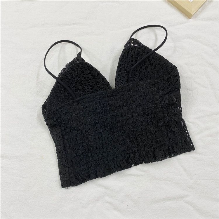 French Lace Beautiful Back Underwear Anti-slip Wire-free Bandeau Slim Fit Short Vest