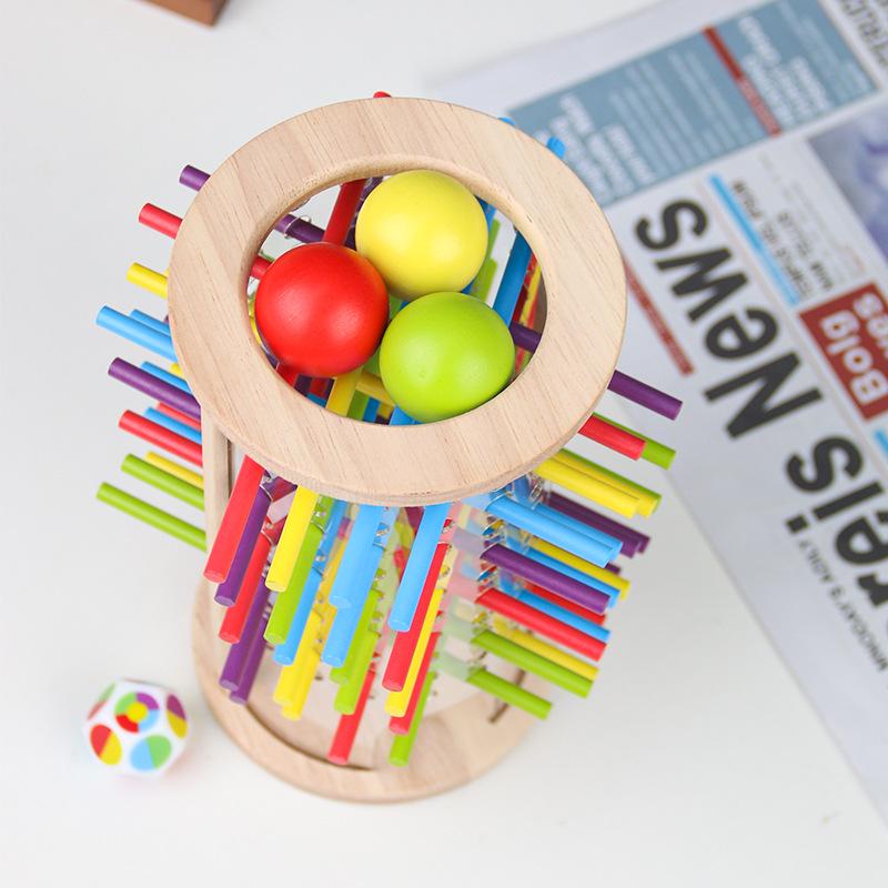 Wooden 3-in-1 Stick Pulling Game: Color Recognition, Parent-Child Interactive, Concentration & Balance Toy.