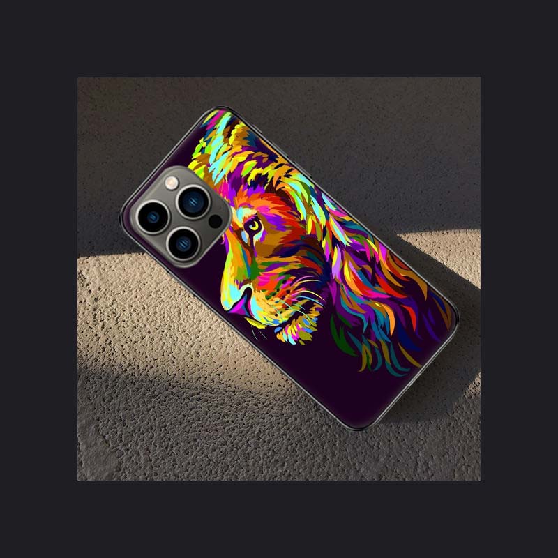 Bilder von farbigen Löwen-Telefonhüllen für Apple iPhone 15 13 12 11 14 Pro Max Mini Cover SE 2020 X XS XR 8 7 6 6S Plus 5 5S Shell Co