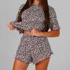 European & American Leopard Print Pajama Set: Loose Short Sleeve Top & Shorts for Women (2026 Collection)