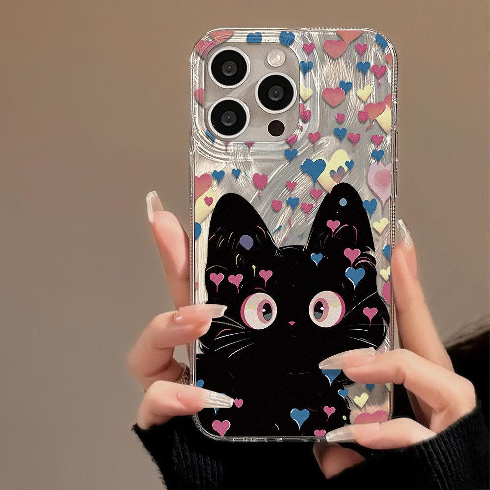 Sweet and Cool Cat Is Suitable for iPhone17promaxIMD Feather Mobile Phone Case Apple 16 All-inclusive 14/13 Anti-drop 15.