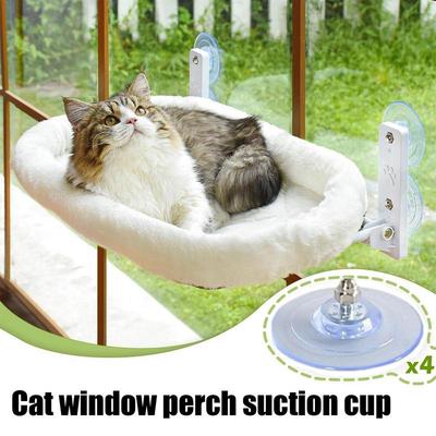 Cat Hammock Suction Cup PVC Cat Perch Screw Suction Cups Foldable Cat Window Perch with 4 Strong Suction Cups Clear Sucker Pads