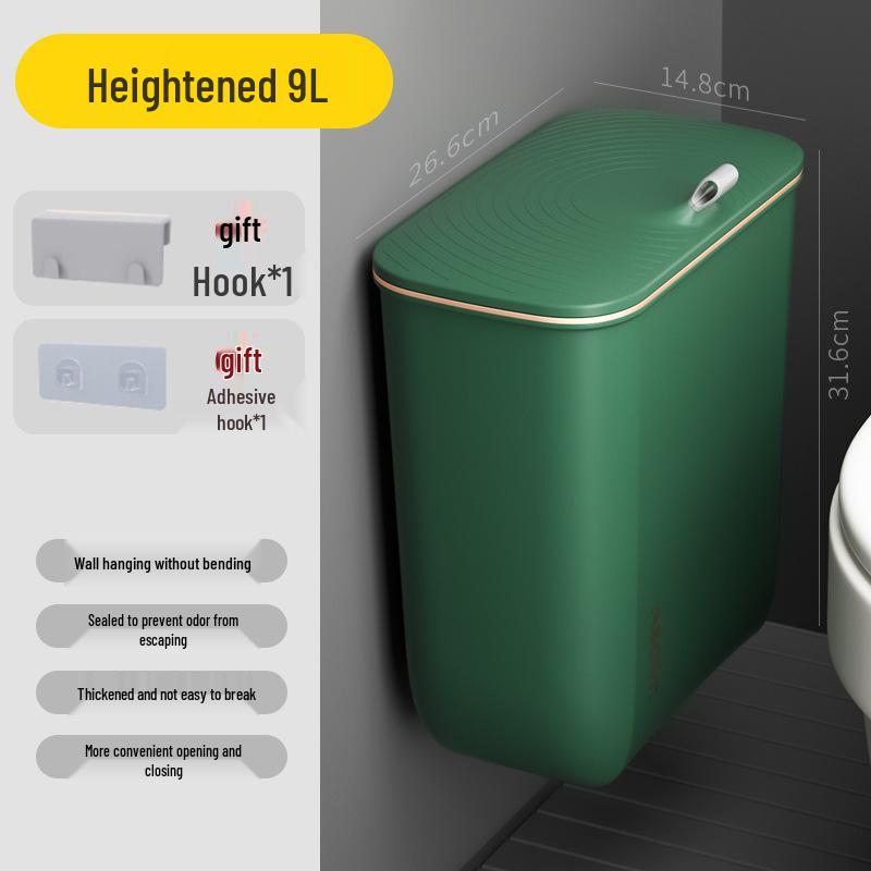 Wall-Mounted Bathroom Trash Can with Lid - Stylish, High-Capacity Design for Living Room and Bathroom