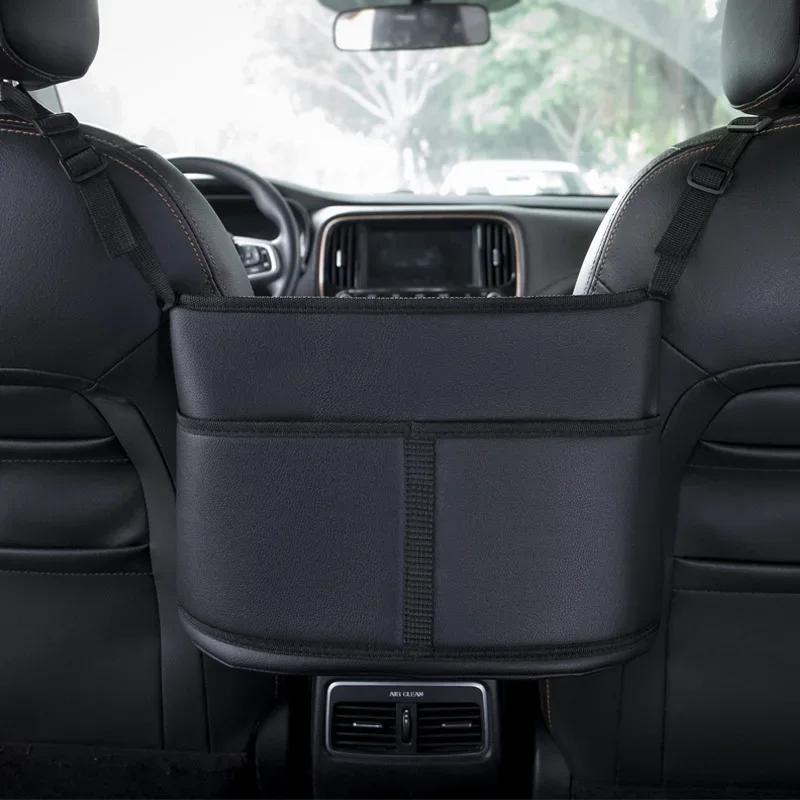 Car Leather Pocket Storage Organizer Car Seat Middle Hanger Storage Bag Tote Bag Paper Towel Bottle Pocket