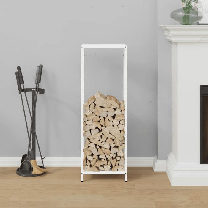 VidaXL Portant de bois chauffage blanc 34x25x100 cm, support à bûches de cheminée, support à bûches, support à bûches, 864324