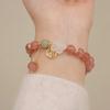 Chinese Style Natural Strawberry Crystal Bracelet  Blessing Brand Flower Pendant Fashion Bracelet