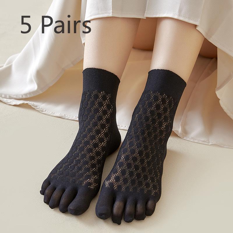 5 Pairs of Female Summer Thin Style Wicking and Deodorizing In The Tube Five Finger Socks