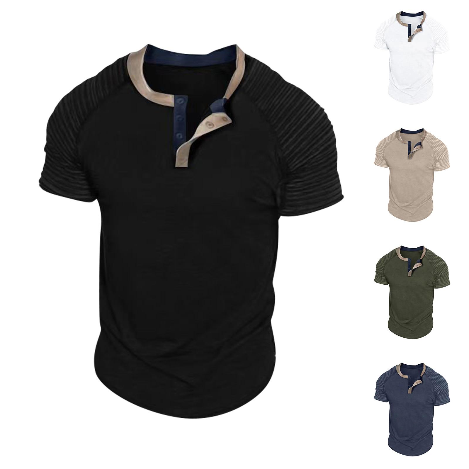 

(Куниде) Мужская рубашка футболка реглан одежда уличная повседневная с коротким рукавом гофрированный воротник модный дизайн удобный