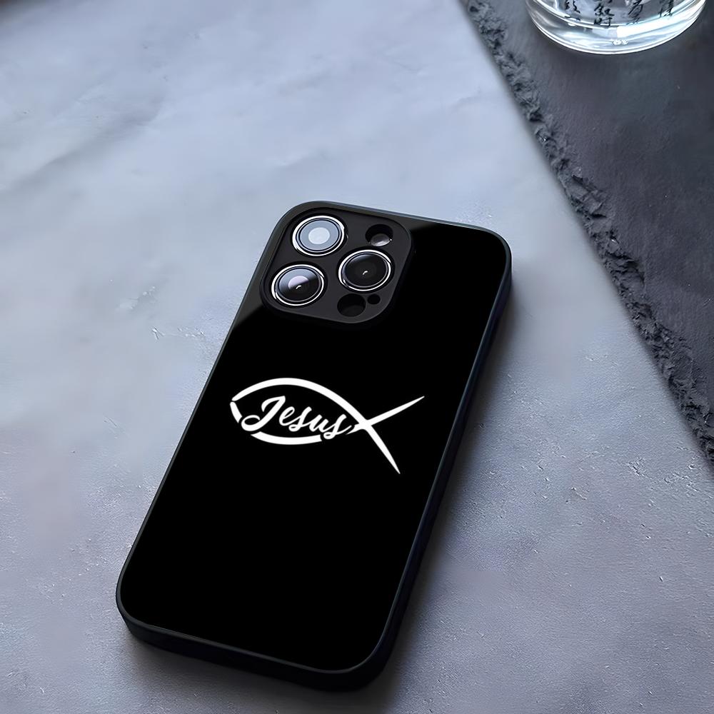 Fish Symbol Jesus Christ Christian Phone Case Tempered Glass For IPhone 17 13 14 16 12 15 11 Pro Max Plus Mini X XR SE2020 Coque