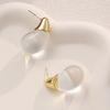 1 Pair Elegant Transparent Teardrop Earrings - Minimalist Chic Dangle Drops, KC Golden Plated for Women, Everyday & Party Jewelry