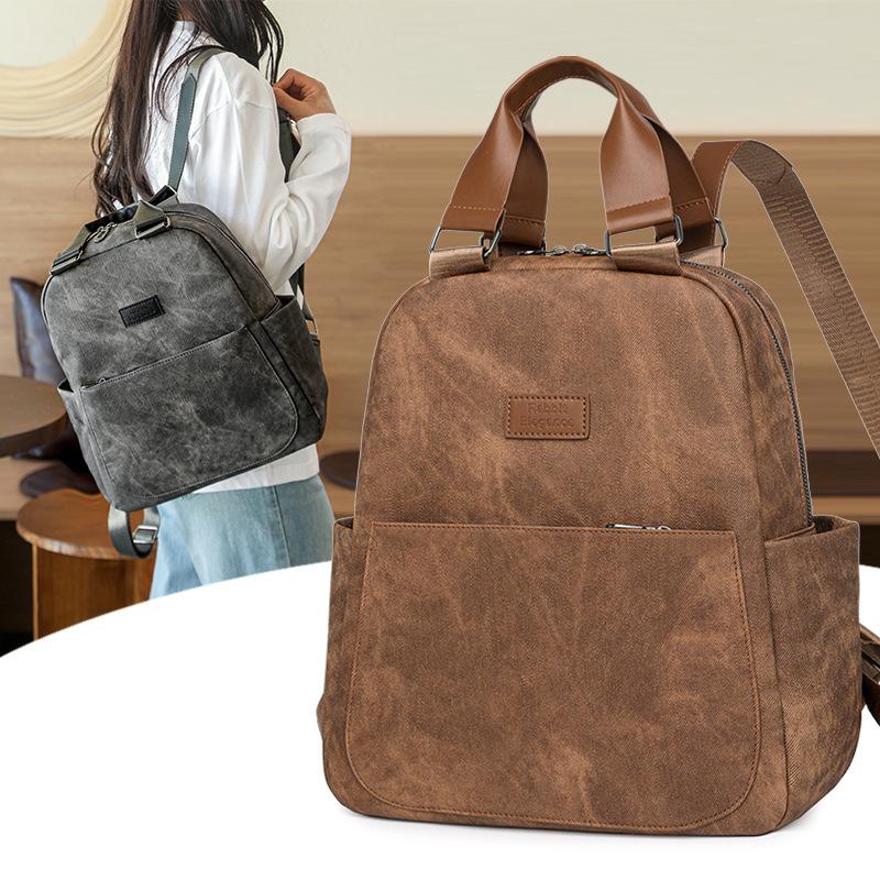 Schoolbag Backpack 1011 Autumn New Fashion Women's Soft Leather Backpack Leisure Commuter Simple Travel School Bag