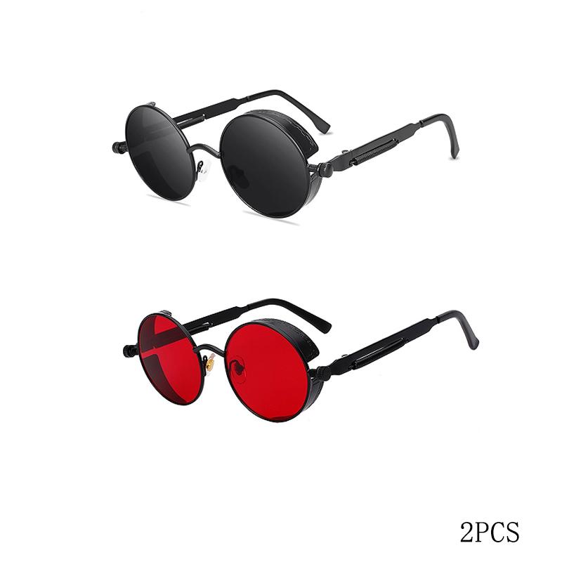 Classic Gothic Steampunk Sunglasses Men Women Brand Designer Vintage Round Metal Frame Sun Glasses High Quality UV400